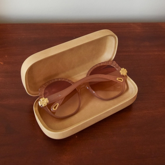 Chloe pink acetate oversized gradient sunglasses w/ case - Picture 2 of 7